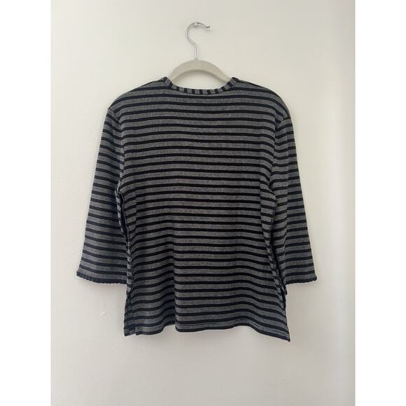 Sonia Rykiel Paris Black And White Stripe Lace Up Cotton Boat Stripe Shirt - Picture 4 of 8